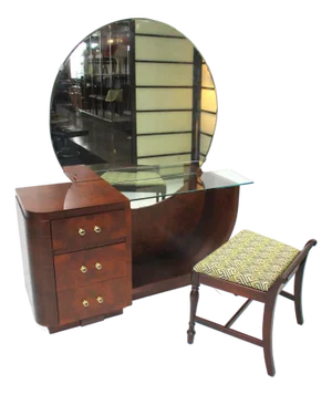 Art Deco Mahogany Vanity With Stool in the Style of Desky