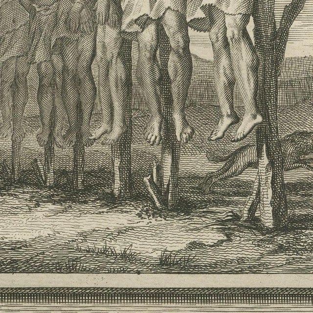 Pieter Mortier, Sons of Saul Hanged and the Plague After David's Census, 1700, Engraving For Sale - Image 4 of 12