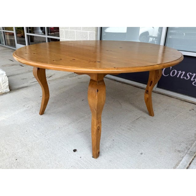 7 Piece Solid Pine Farmhouse Style Round Dining Set For Sale - Image 13 of 18