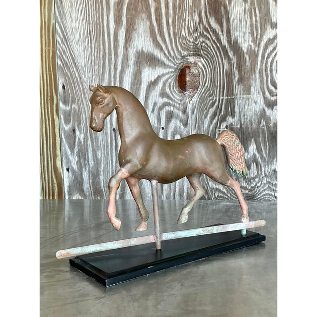Mid 20th Century Vintage Boho Patinated Copper Horse Weathervane For Sale - Image 5 of 10