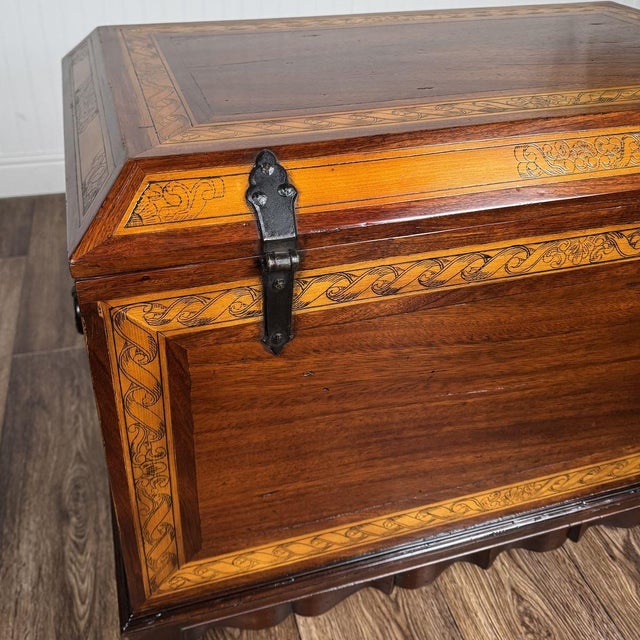 Late 20th Century Alfonso Marina Spanish Colonial Marquetry Trunk For Sale - Image 11 of 18