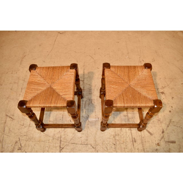 Late 19th Century Late 19th Century Pair of French Walnut Stools For Sale - Image 5 of 8