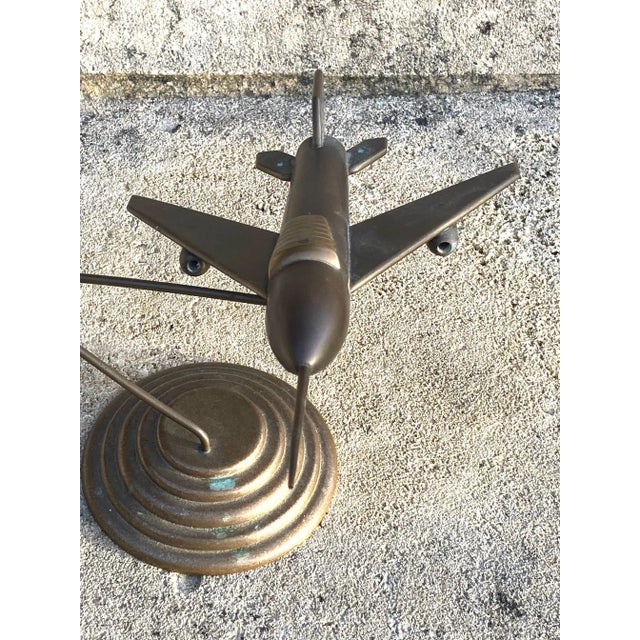 Mid-Century Modern 1950s Solid Bronze Jet Airplane Desk Sculpture, French For Sale - Image 3 of 6