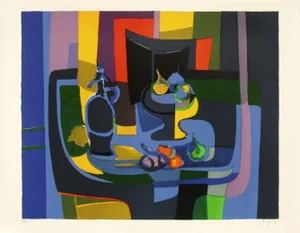1990s Marcel Mouly Nature Morte Compotier Et Siphon Lithograph