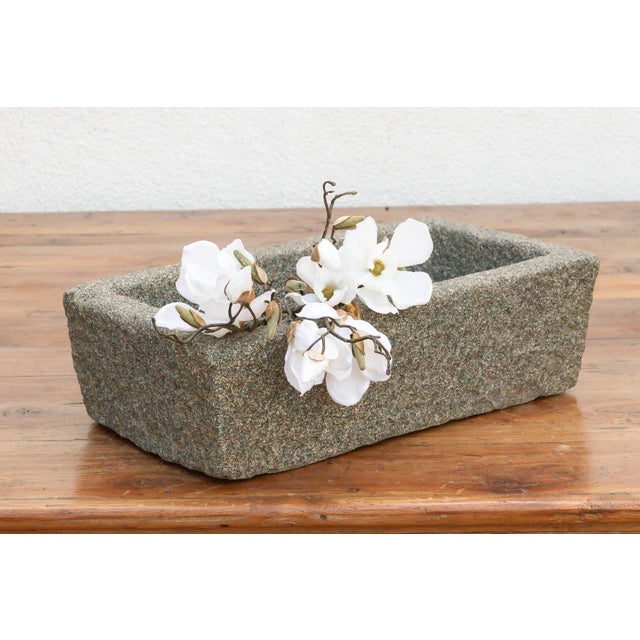 Raw, elemental, and immovable—this vintage hand-carved granite basin is a rare artifact sourced from the rugged rural...