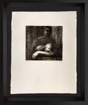Henry Moore - Hand Signed Lithograph Original" Lullaby Sleeping..." with frame