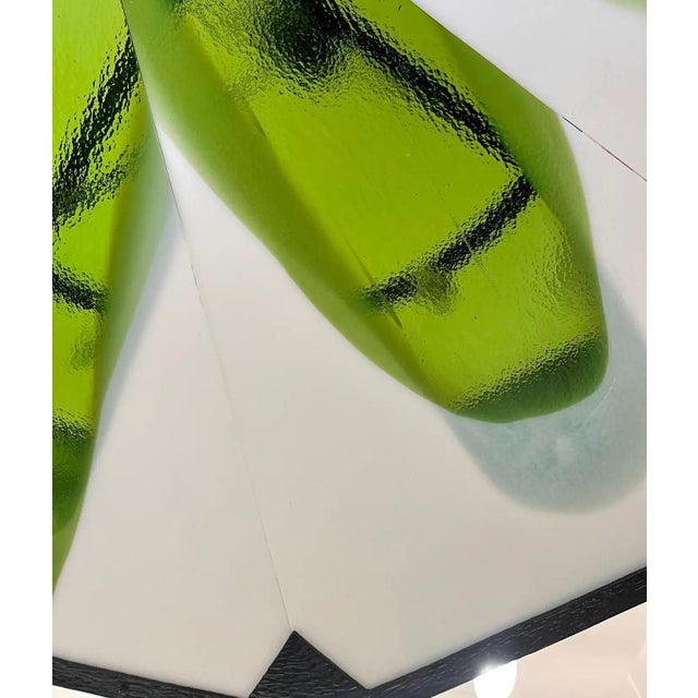 1930s Italian Art Deco White Green Murano Glass Black Iron Lantern For Sale - Image 9 of 12