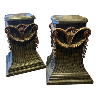 Circa 1930 to 1940 Pair Faux Marble Display Pedestals For Sale