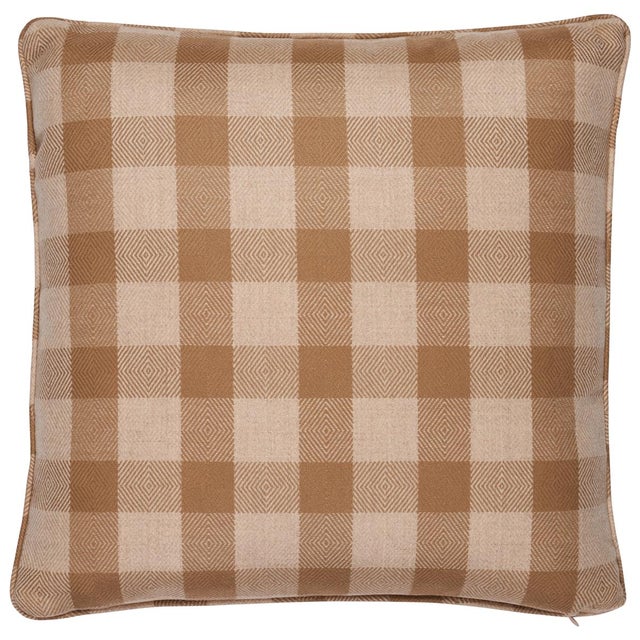 Contemporary Schumacher Galt Wool Check 18" Pillow in Coffee For Sale - Image 3 of 3