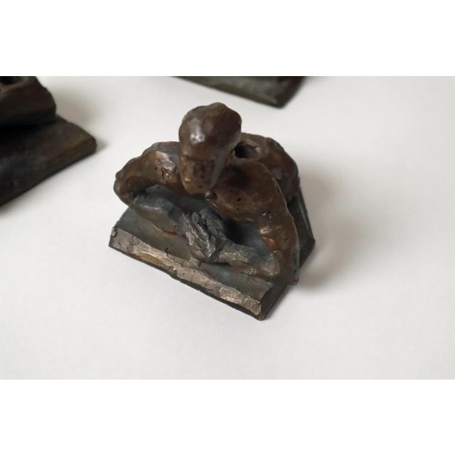 1980s Surrealist Bronze Sculpture Act of Female and Male Signed Candle Holders , 1980 For Sale - Image 5 of 15