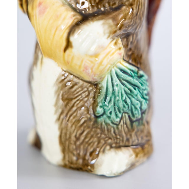 Brown 19th Century French Orchies Majolica Rabbit Pitcher For Sale - Image 8 of 11
