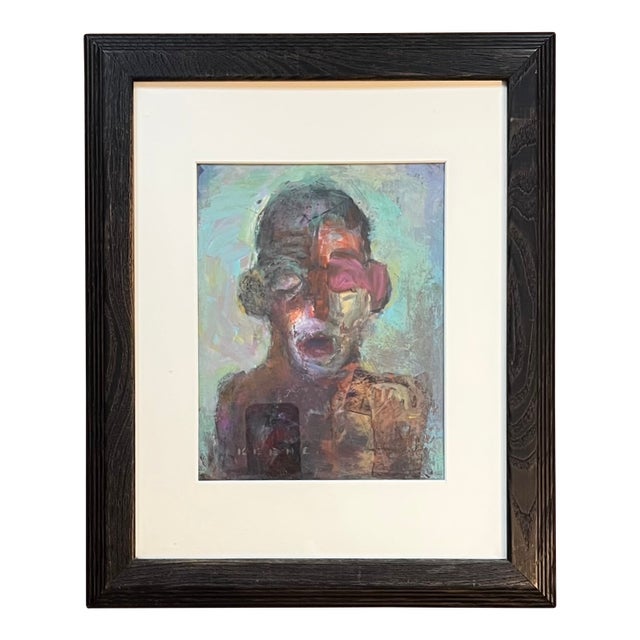 Don Keene American Abstract Expressionist Portrait of a Man - Painting on Board - 1994 For Sale