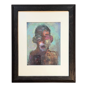 Don Keene American Abstract Expressionist Portrait of a Man - Painting on Board - 1994