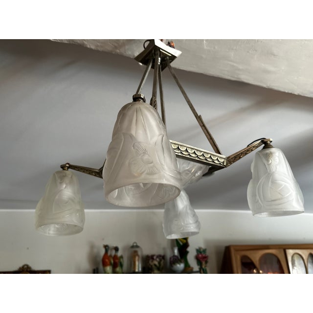 1930s Art Deco Chandelier, 1930s For Sale - Image 5 of 14