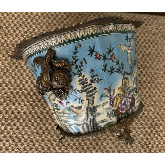 Metal Fine Porcelain Cachepot With Ormolu For Sale - Image 7 of 9