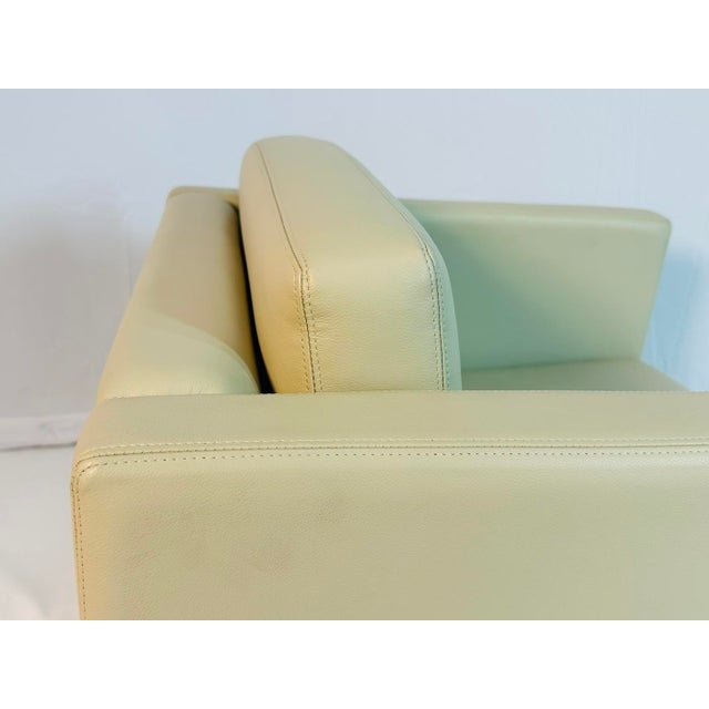 Charles Pfister for Knoll Cream Leather Lounge Chair, Labeled, American 1980's For Sale - Image 13 of 17