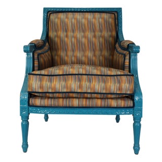 Vintage Louis XVI Carved Wooden Armchair For Sale