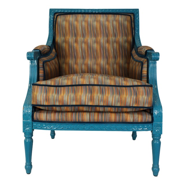 Vintage Louis XVI Carved Wooden Armchair For Sale