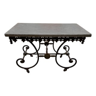Late 19th-Century French Cast Iron & Marble-Top Pastry Table by J. Mareschal, Paris For Sale