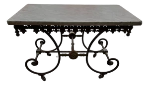 Late 19th-Century French Cast Iron & Marble-Top Pastry Table by J. Mareschal, Paris
