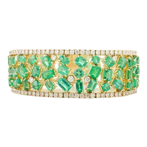 Enchanted Baguette Emerald & Diamond Wedding Bracelet