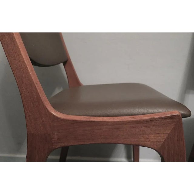 Set of Danish Teak and Leather Dining Chairs from KS Møbler, 1960s For Sale - Image 4 of 7