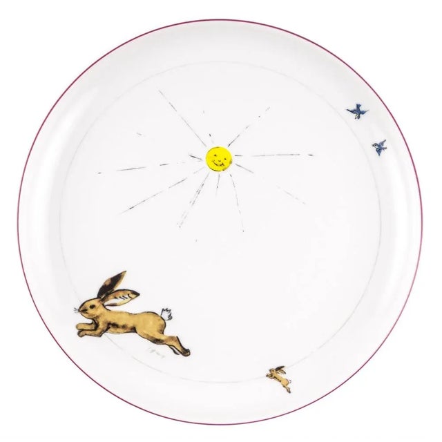 Contemporary Rose Porcelain Collection Plate from Litolff, 1946 For Sale - Image 3 of 11