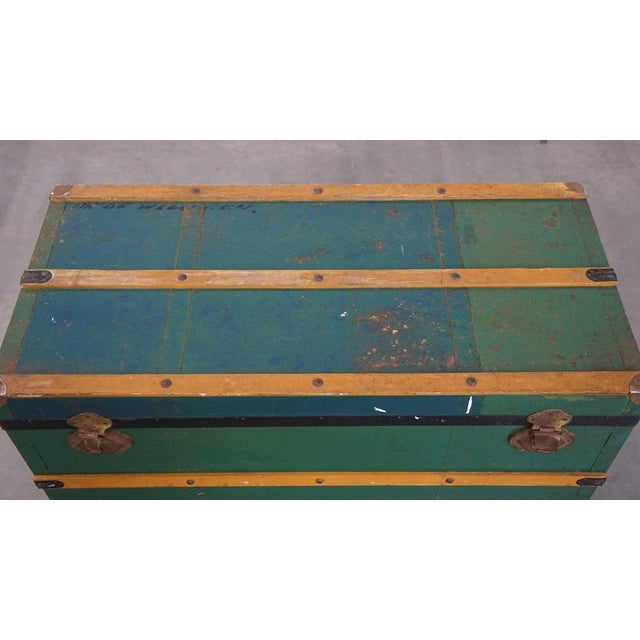 Brown Large Antique Travel Chest with Handles, Early 1900s For Sale - Image 8 of 16