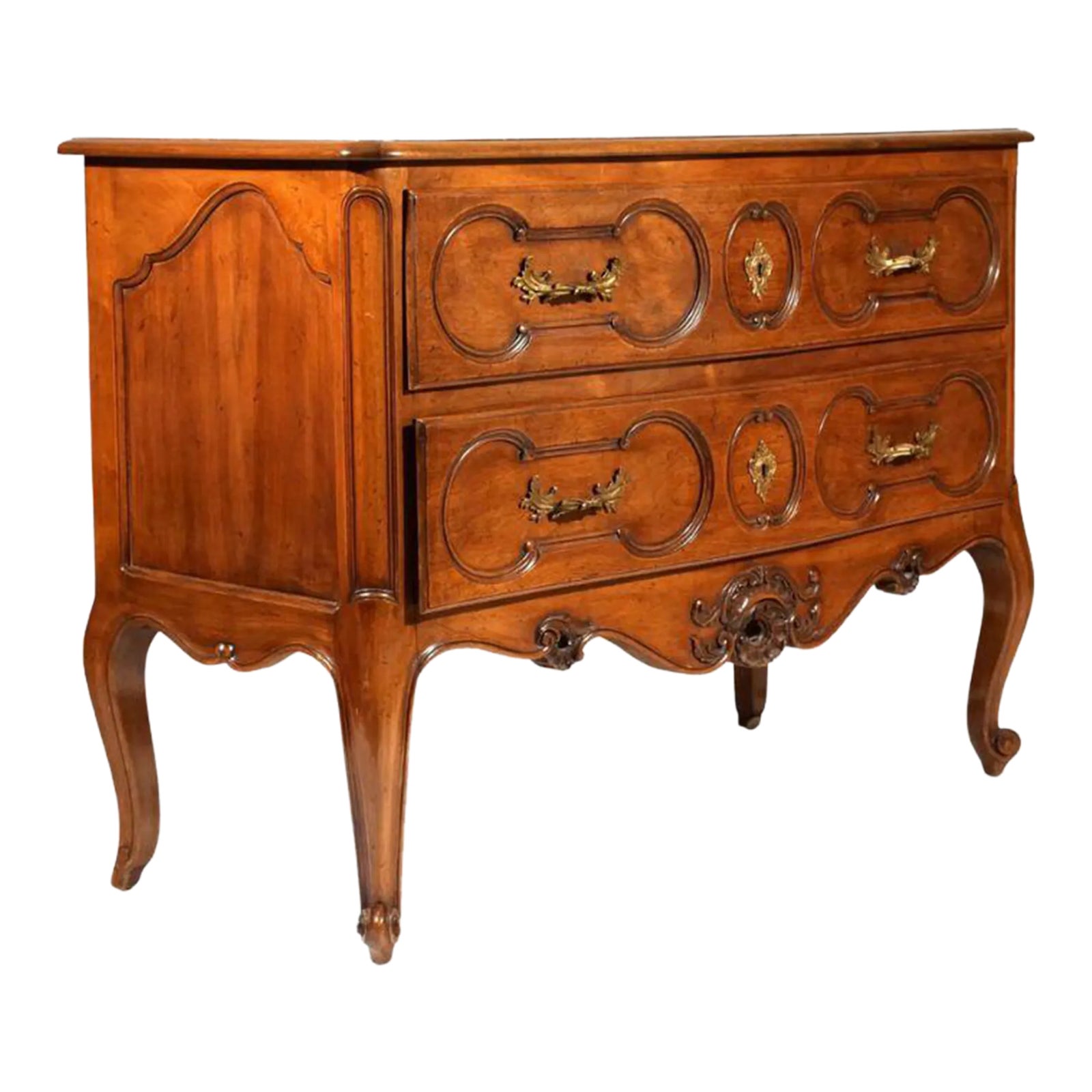 Louis XV Style Carved Commode With Brass Fittings | Chairish