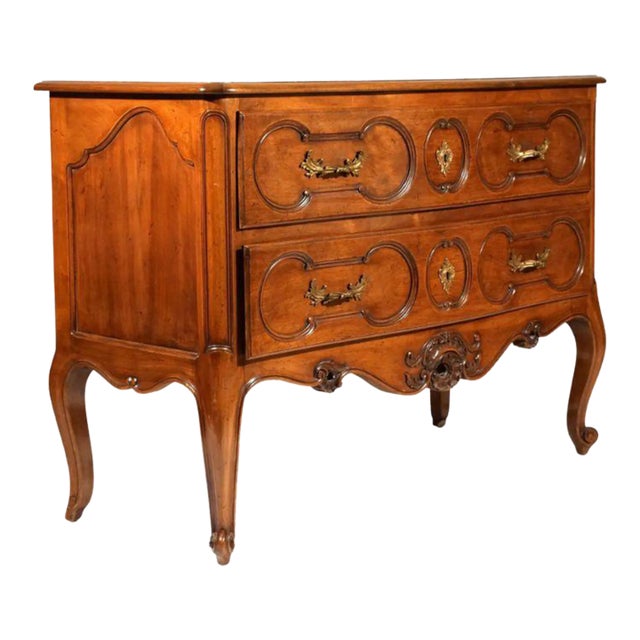 Louis XV Style Carved Commode With Brass Fittings For Sale