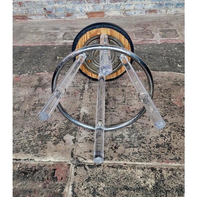 Black Mid Century 1960s Lucite Bar Stools - Set of 3 For Sale - Image 8 of 8