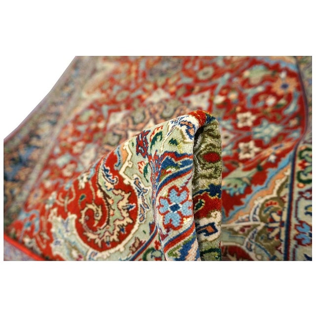 Antique Persian Tabriz Wool 3x5 Red & Navy Handmade Area Rug #1143878 For Sale - Image 11 of 12
