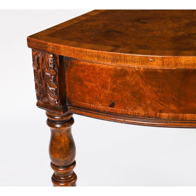 Vintage English Burr Walnut Parquetry Console Table, 1950s For Sale - Image 9 of 12