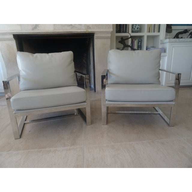 A fine pair of high quality leather chairs made by stone international Florence Italy. Chairs are stylish as well as...