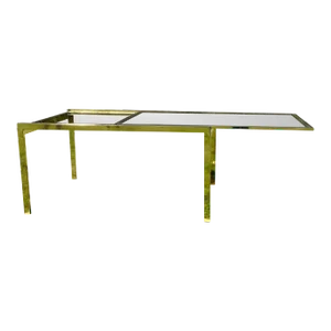 Mid 20th Century Expanded Glass and Brass Dining Table