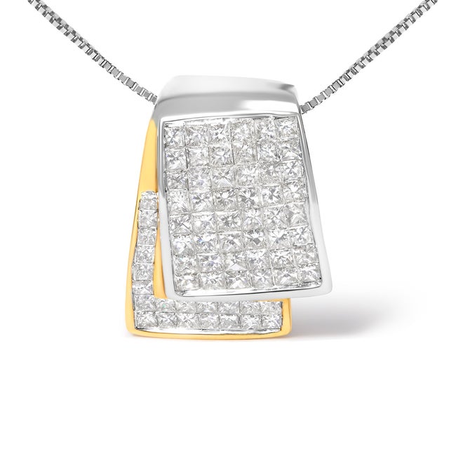 Elegant and timeless, this luxe pendant necklace boasts gorgeous princess cut diamonds in genuine 14K gold. The pendant...