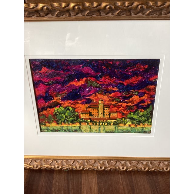 2000 - 2009 Susan R. Wilson Original Oilstick Expressionist Mediterranean Landscape, Signed & Professionally Framed For Sale - Image 5 of 9