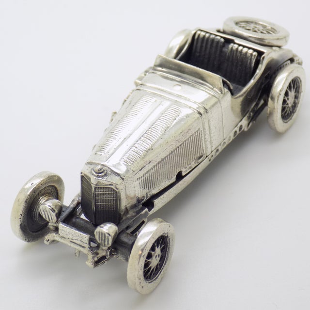 1980s Vintage Italian Handmade Genuine Sterling Silver 925 Mercedes SSKL Classic Car Figurine, 1980s For Sale - Image 5 of 16