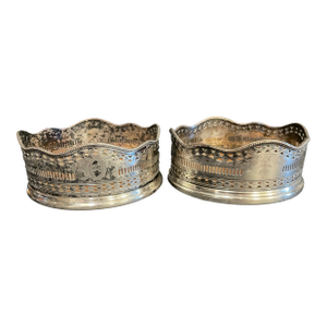 Pair of Antique Silverplate Wine Coasters