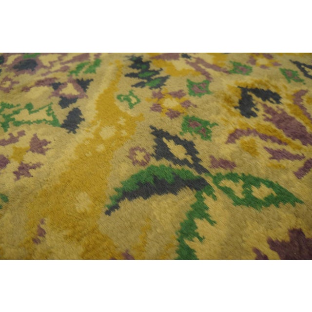 Green 1920s Ivory Angora Antique Irish Donegal Arts & Crafts Carpet 3'6" X 11'2" Wool Rug Runner For Sale - Image 8 of 10