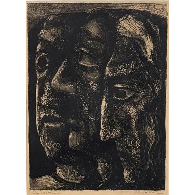 A very good original lithograph by Albert Kotin (America/Russia 1907-1980). This work is titled, "The Watchers" and shows...