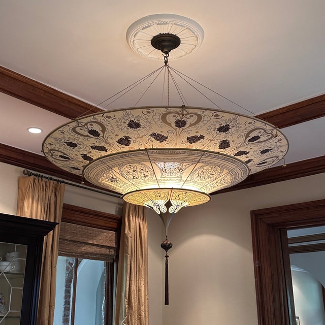 Gold Fortuny Silk Scheherazade 3 Tier Silk Lamp For Sale - Image 8 of 11