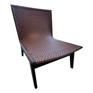 Cb2 Morada Leather Weave Accent Chair For Sale