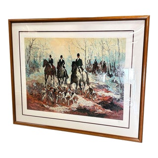 1980s Mark King "Autumn Hunt" Hand Signed Art Serigraph Limited 60/75, Framed For Sale