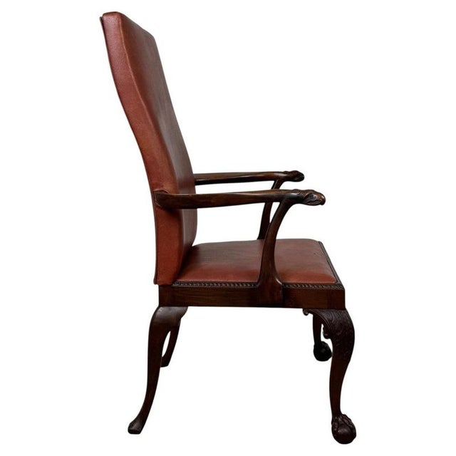 Antique 19th Century English Mahogany Open Armchair with Claw Feet For Sale - Image 4 of 15