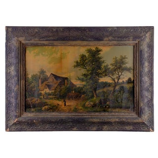 Late 19th Century Antique Pastoral Scene Lithograph Print For Sale