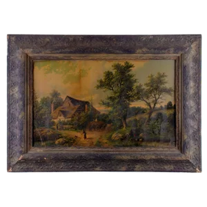 Late 19th Century Antique Pastoral Scene Lithograph Print