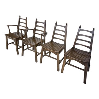 Brutalist Oak Dining Chairs, Set of 4 For Sale