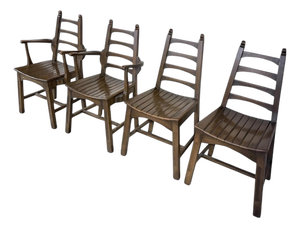 Brutalist Oak Dining Chairs, Set of 4
