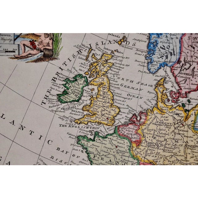 Sculpture Materials Emanuel Bowen Europe: An Original 18th Century Hand-colored Map by E. Bowen, 1744 For Sale - Image 7 of 7